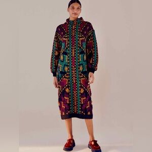 FARM RIO Yawanawa Stripes Sweater Dress